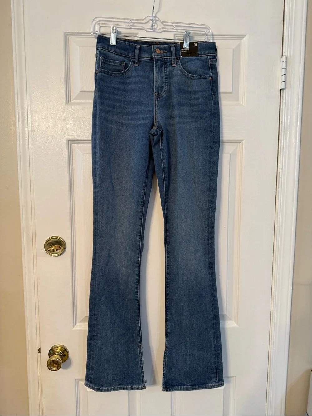 Express Mid-Rise Dark Blue Flare Jeans